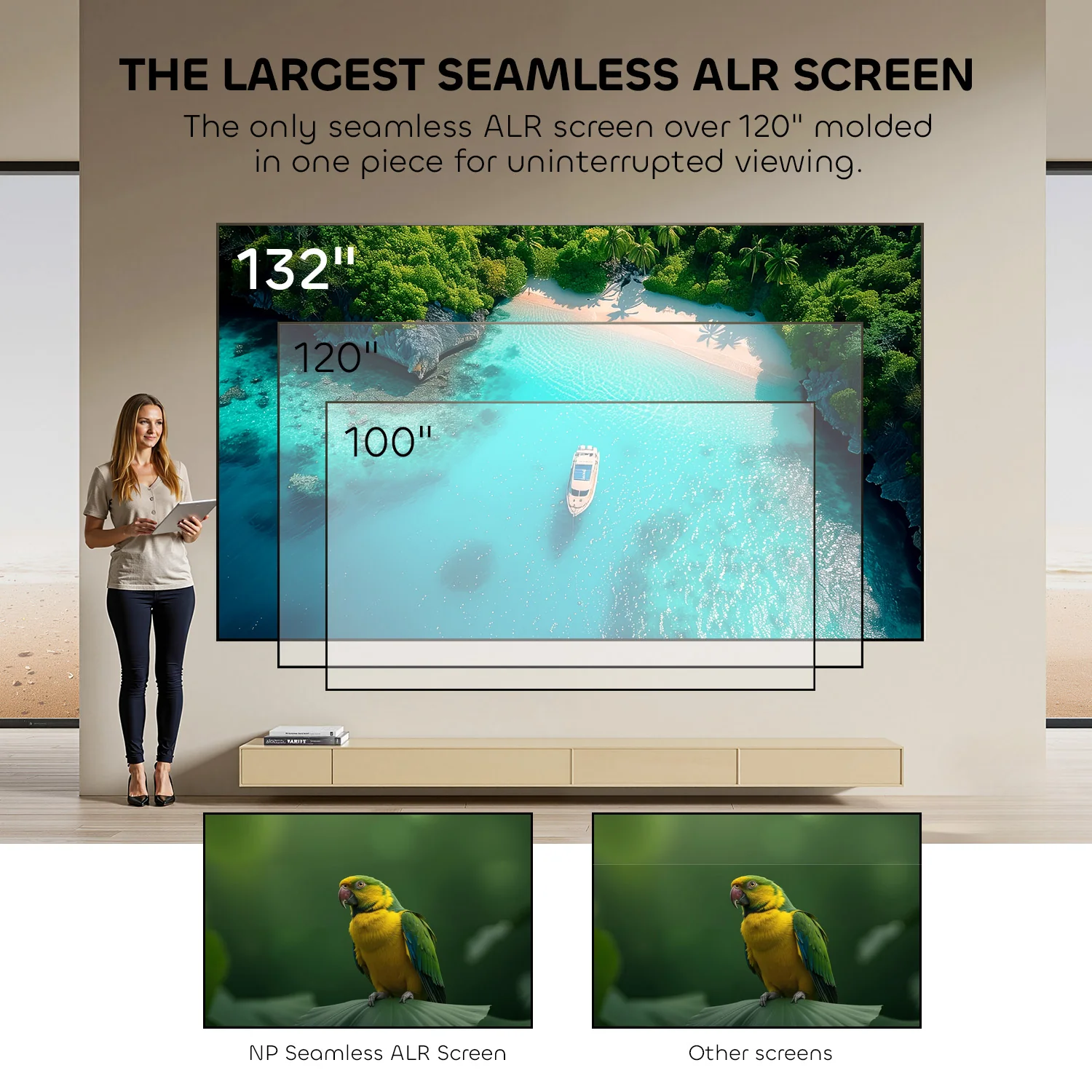132 Inch NothingProjector Seamless Lenticular 4K UST 95% ALR Projector Screen - Image 5