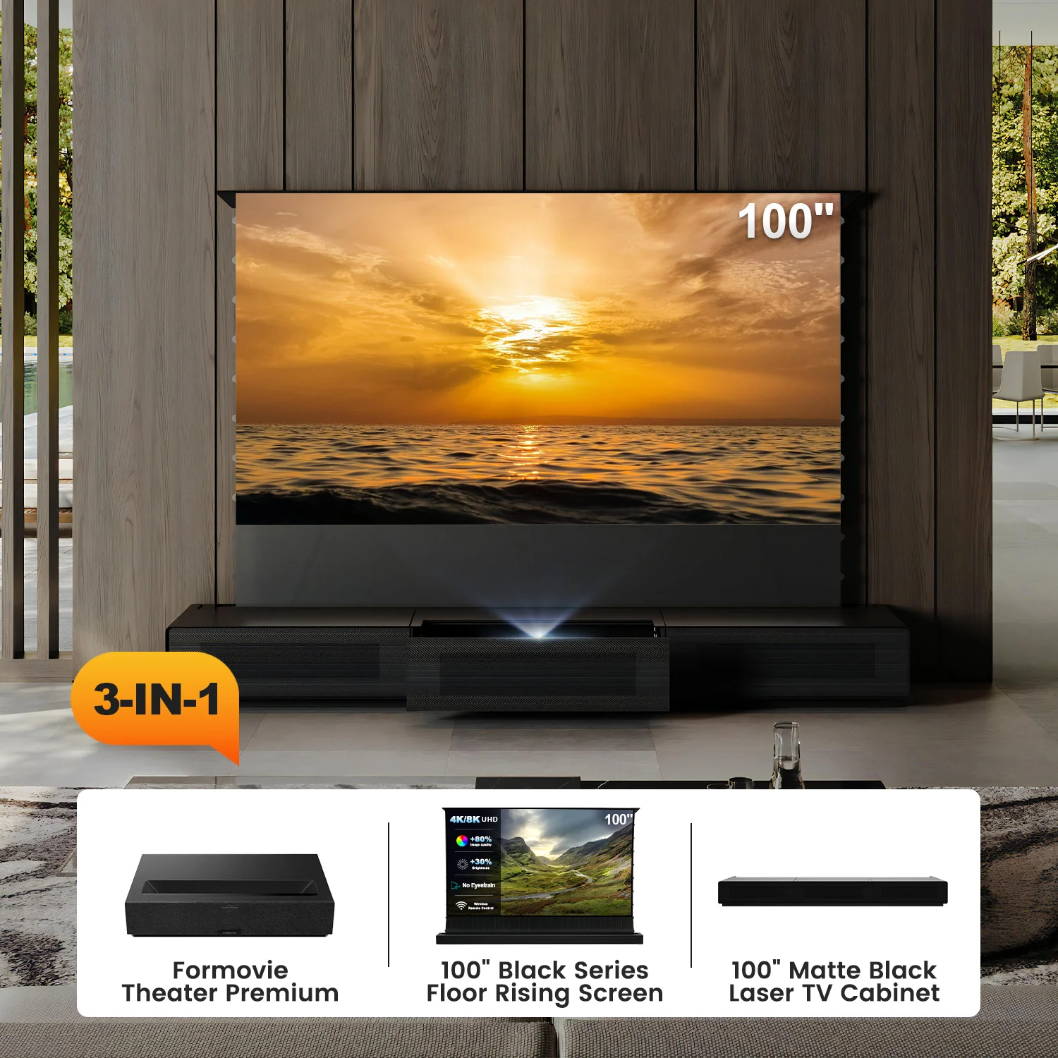 (Bundle) Formovie Theater Premium + Black Series Motorized ALR Screen + Laser TV Cabinet (Pre-Assembled) - Image 11