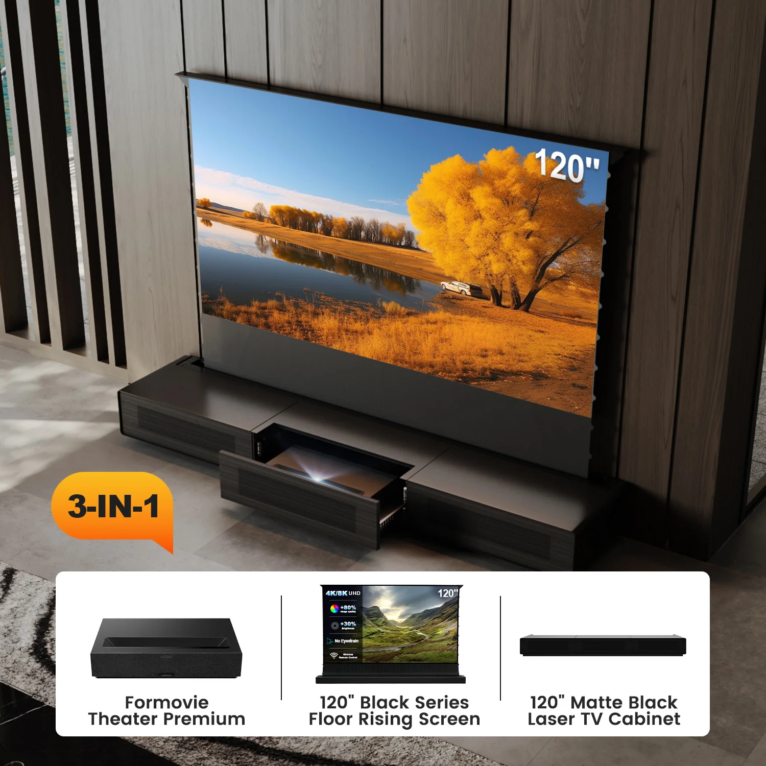 (Bundle) Formovie Theater Premium + Black Series Motorized ALR Screen + Laser TV Cabinet (Pre-Assembled) - Image 12