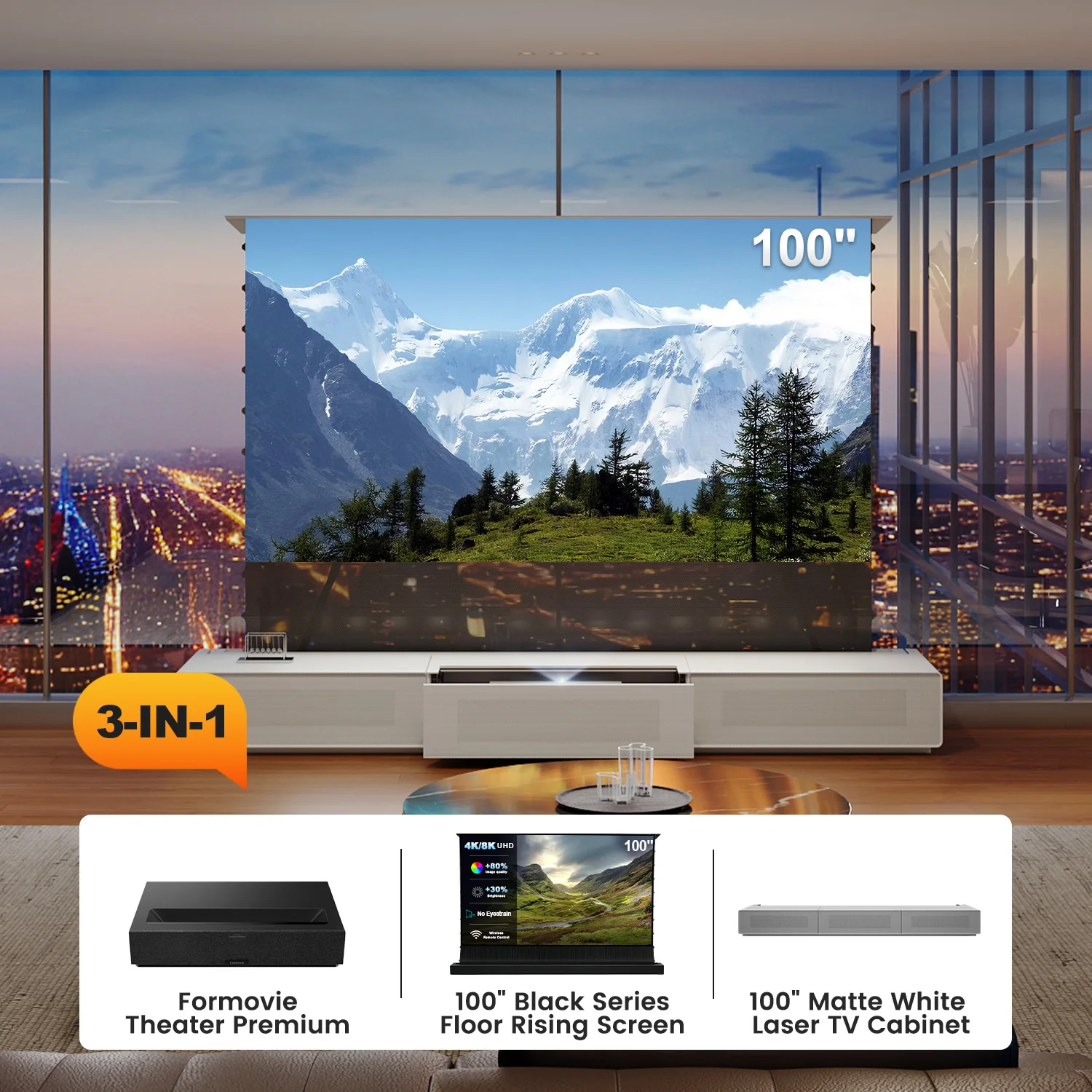 (Bundle) Formovie Theater Premium + Black Series Motorized ALR Screen + Laser TV Cabinet (Pre-Assembled) - Image 13
