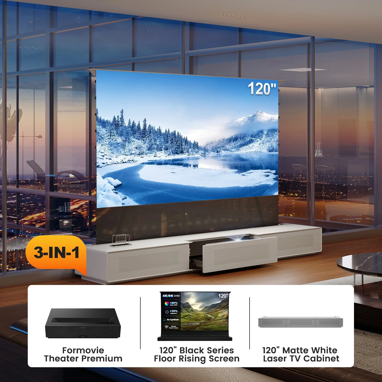 (Bundle) Formovie Theater Premium + Black Series Motorized ALR Screen + Laser TV Cabinet (Pre-Assembled) - Image 14