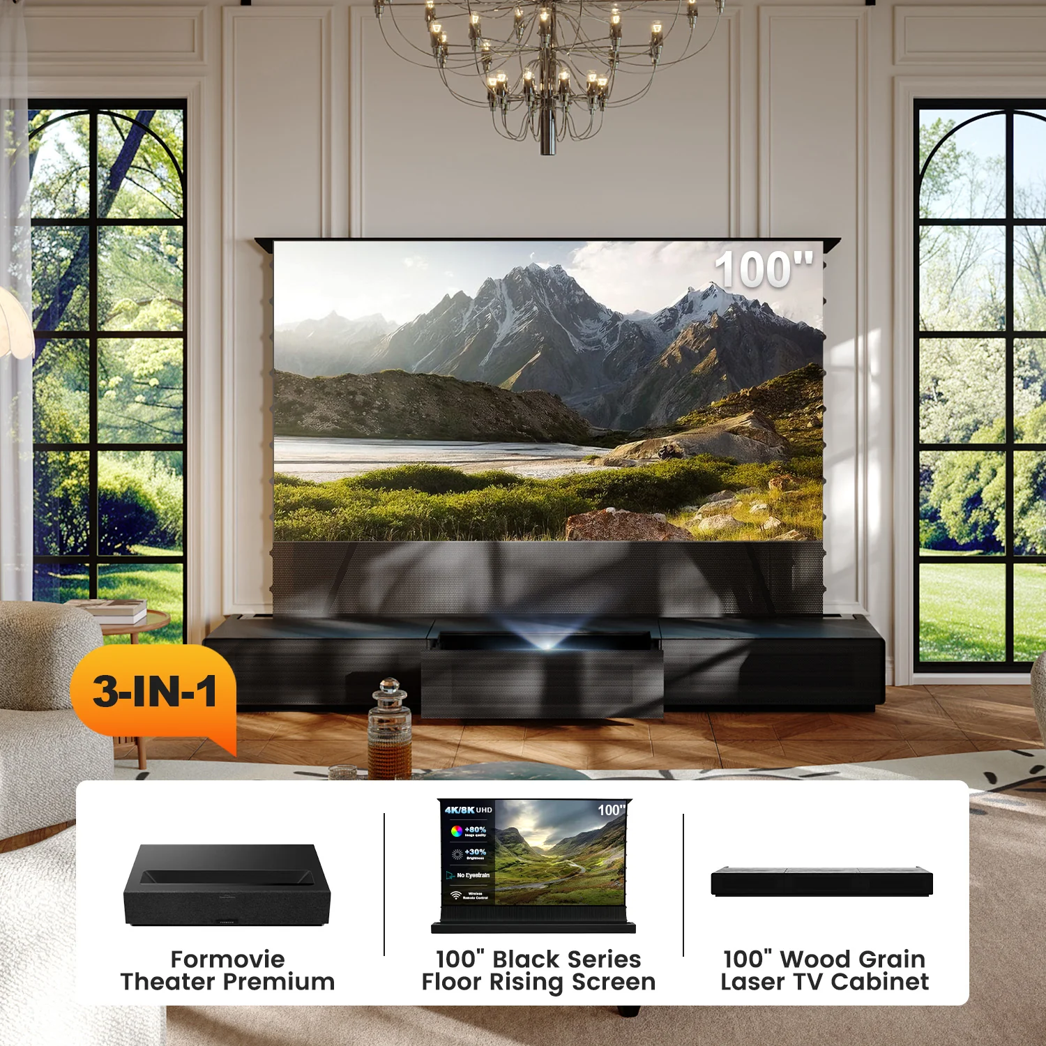 (Bundle) Formovie Theater Premium + Black Series Motorized ALR Screen + Laser TV Cabinet (Pre-Assembled) - Image 16
