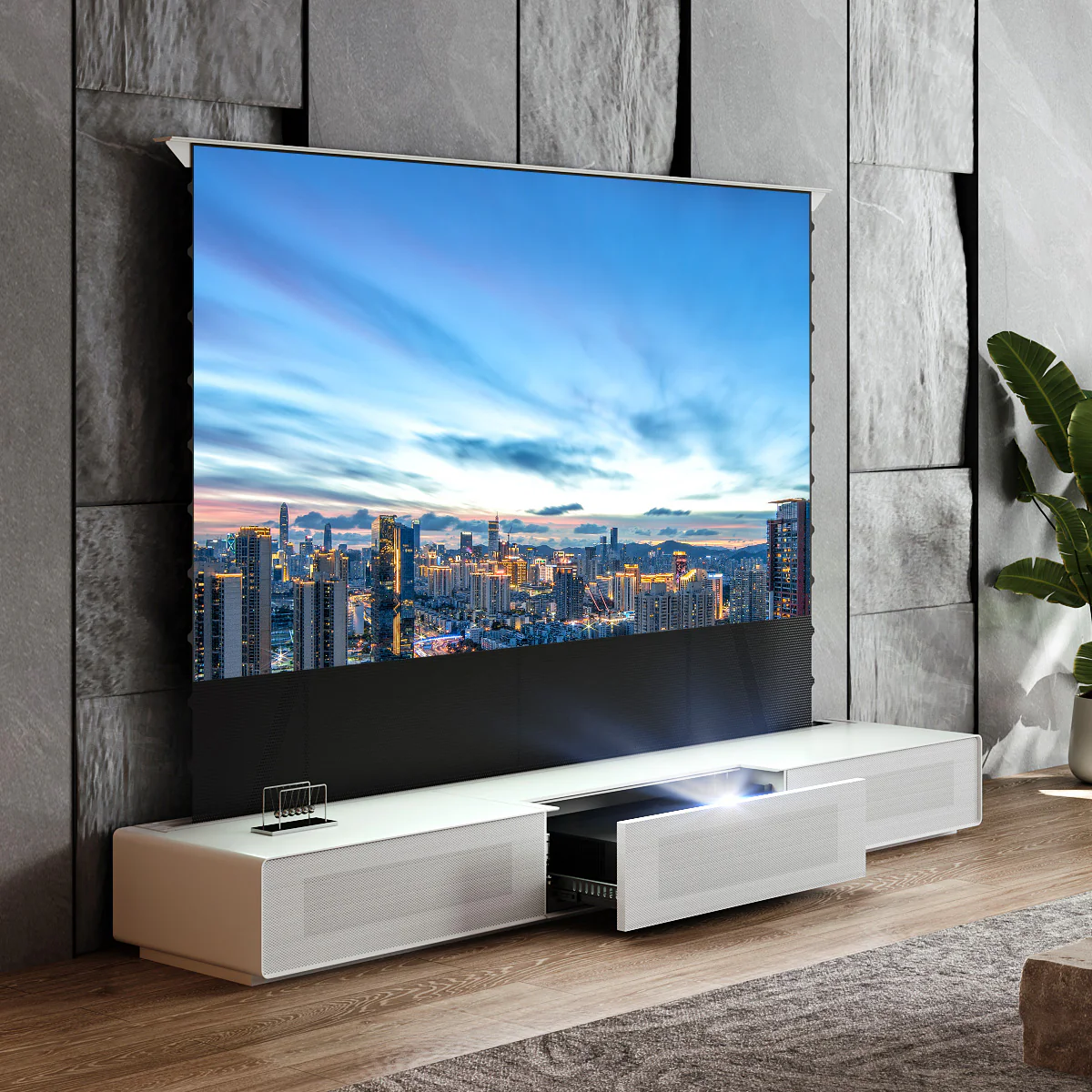 Shore Fully-Assembled Modern Matte TV Stand for UST Projector - Image 14