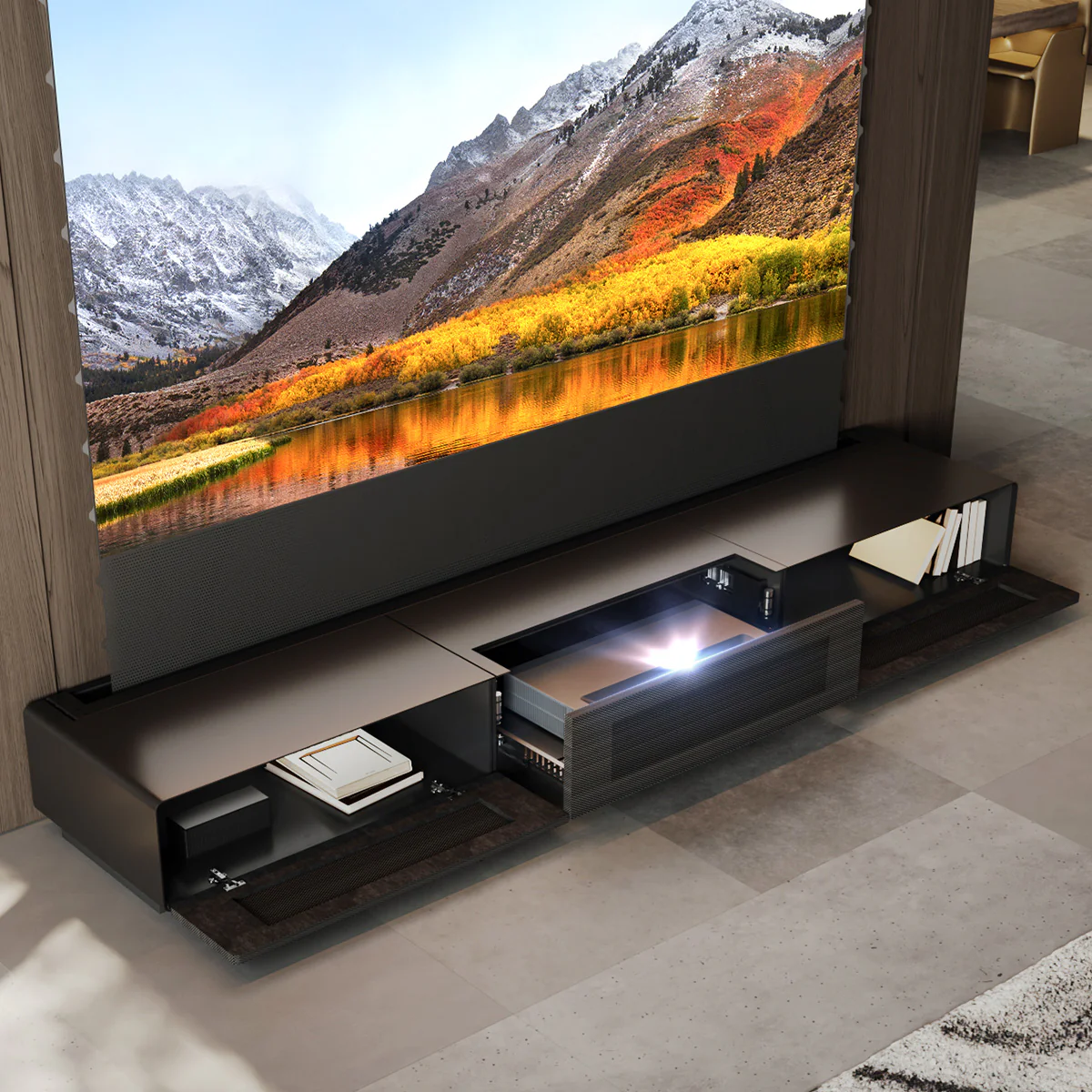 Shore Fully-Assembled Modern Matte TV Stand for UST Projector - Image 19