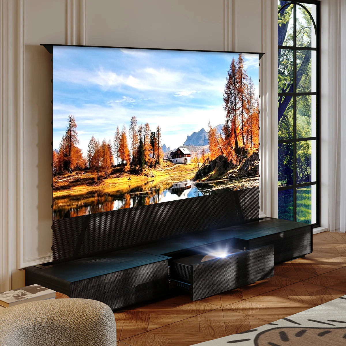 Shore Wood Grain TV Cabinet for Ultra Short Throw Projector (Pre-Assembled) - Image 9