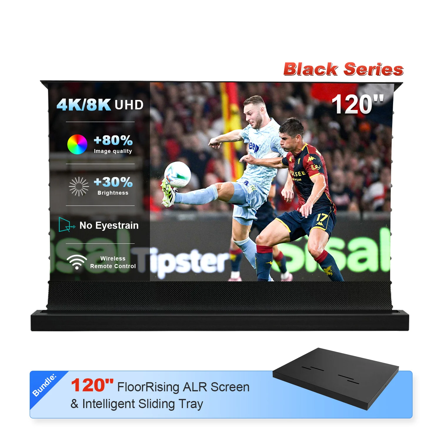 84"-130" NP Black Series 95% ALR Motorized Floor Rising Screen + Intelligent Sliding Tray (Bundle) - Image 11