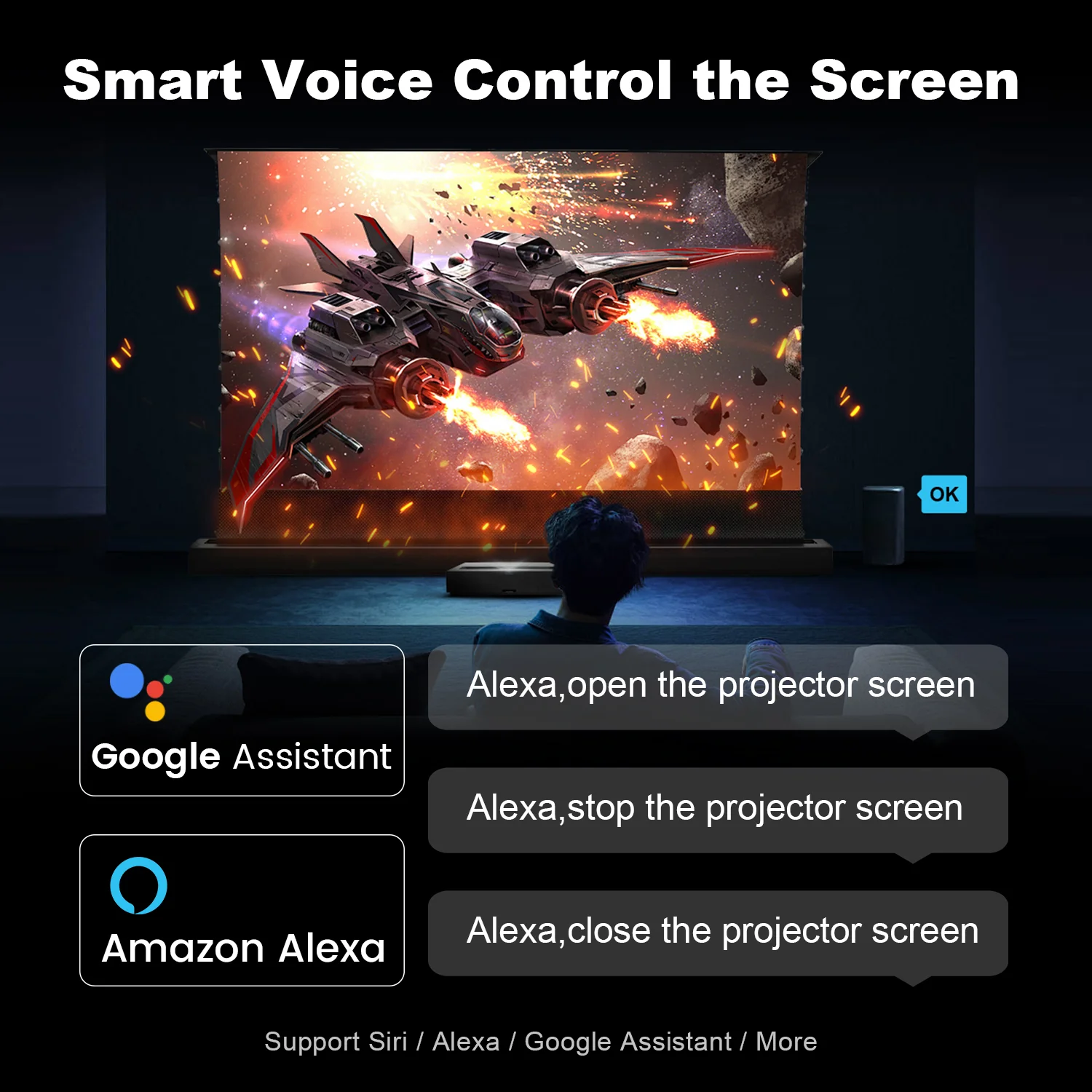 84''-130'' NothingProjector Black Series 95% ALR Motorized Floor Rising Screen For Ultra Short Throw Projector - Image 7