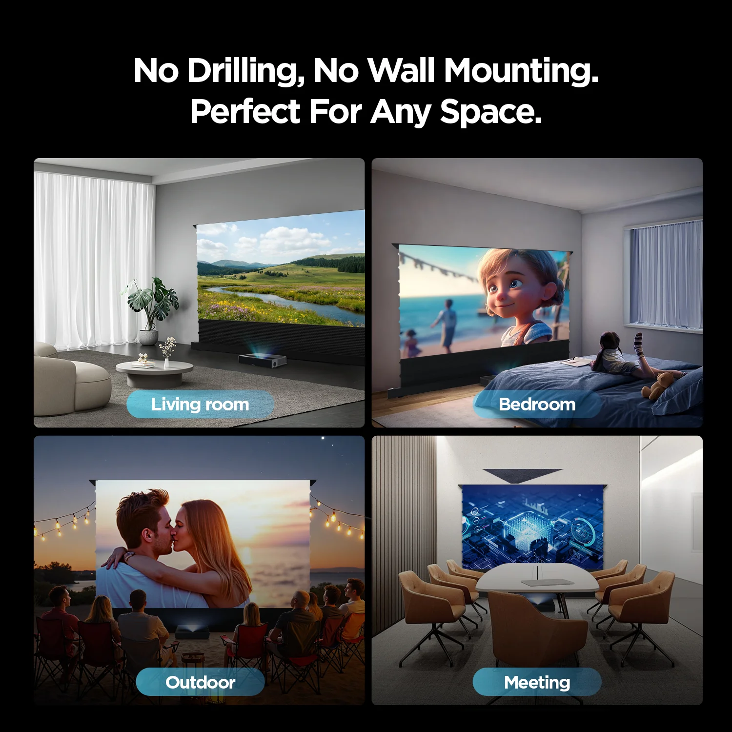 84''-130'' NothingProjector Black Series 95% ALR Motorized Floor Rising Screen For Ultra Short Throw Projector - Image 9
