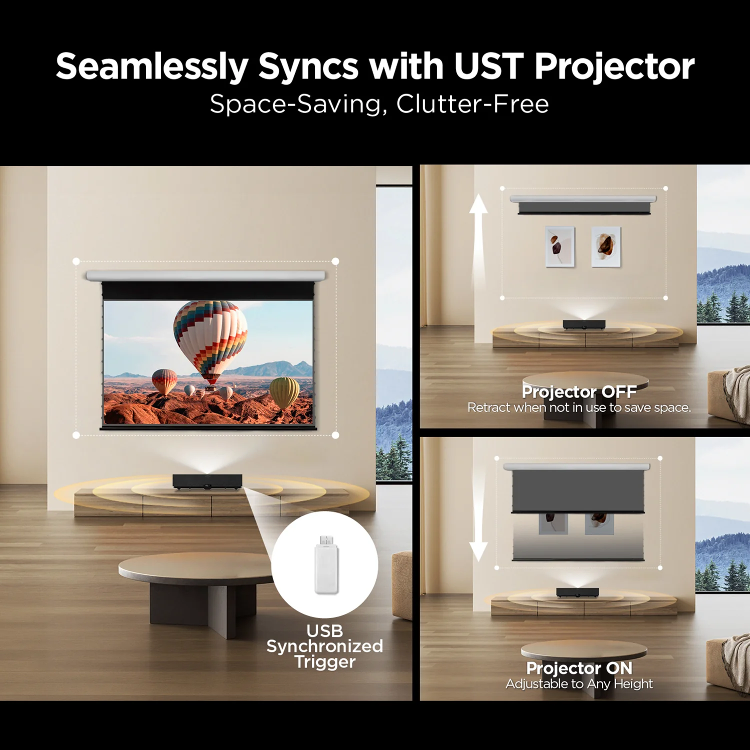 NothingProjector Black Series Slimline Motorized Tension Drop Down 95% ALR Projector Screen - Image 12
