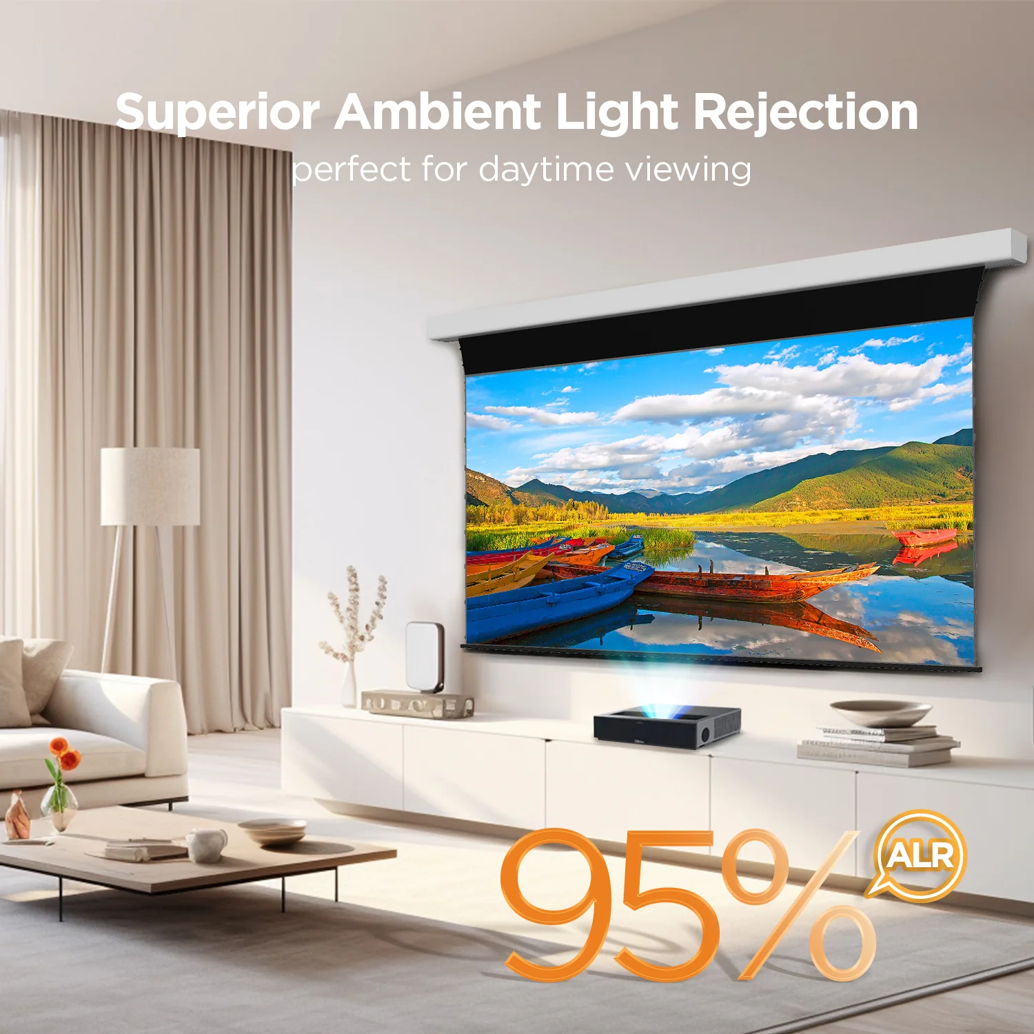 NothingProjector Black Series Slimline Motorized Tension Drop Down 95% ALR Projector Screen - Image 13