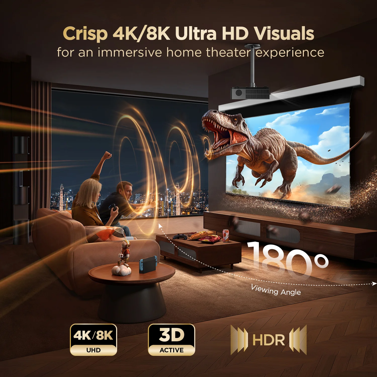 NothingProjector Black Series Slimline Motorized Tension Drop Down 95% ALR Projector Screen - Image 14