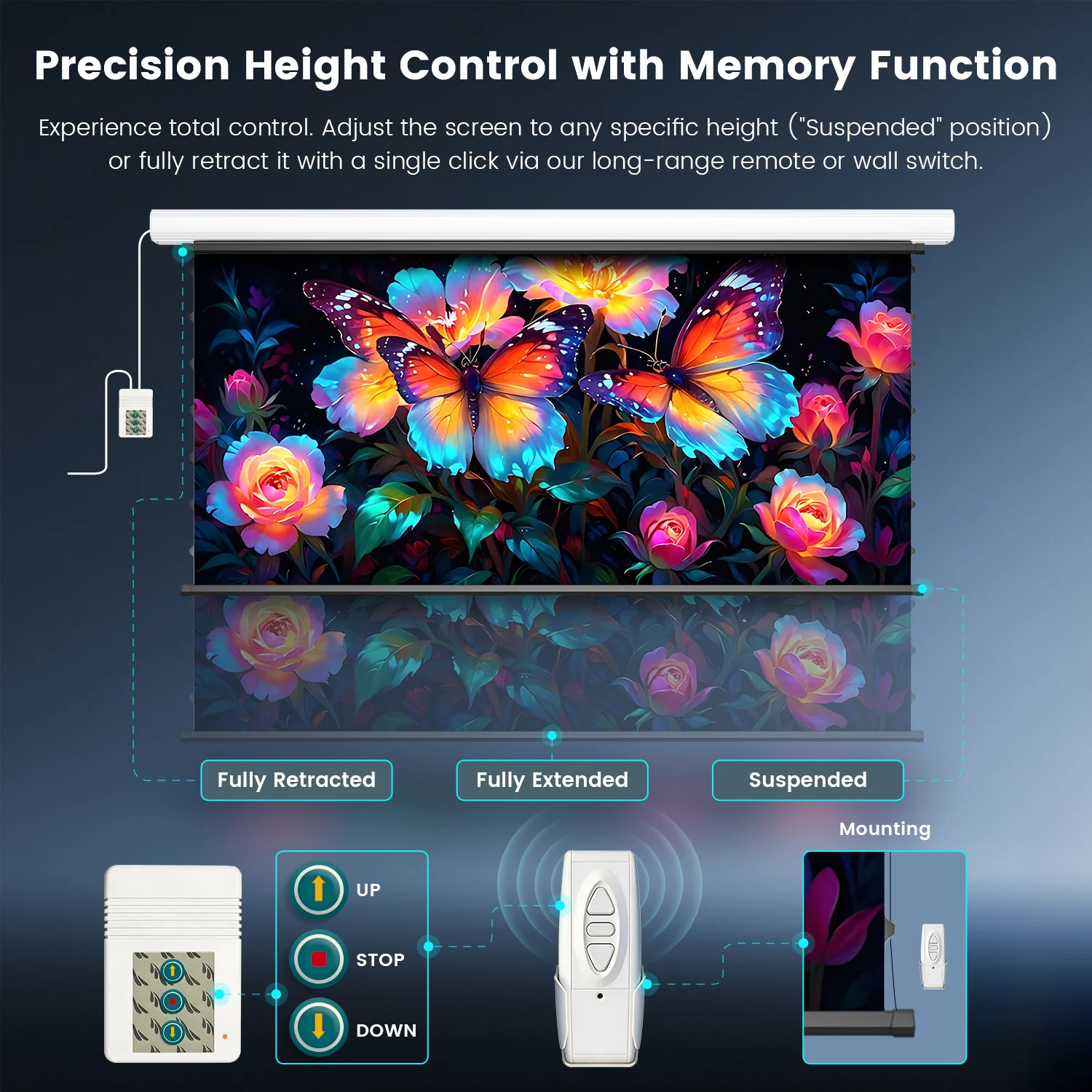 NothingProjector Black Series Slimline Motorized Tension Drop Down 95% ALR Projector Screen - Image 8