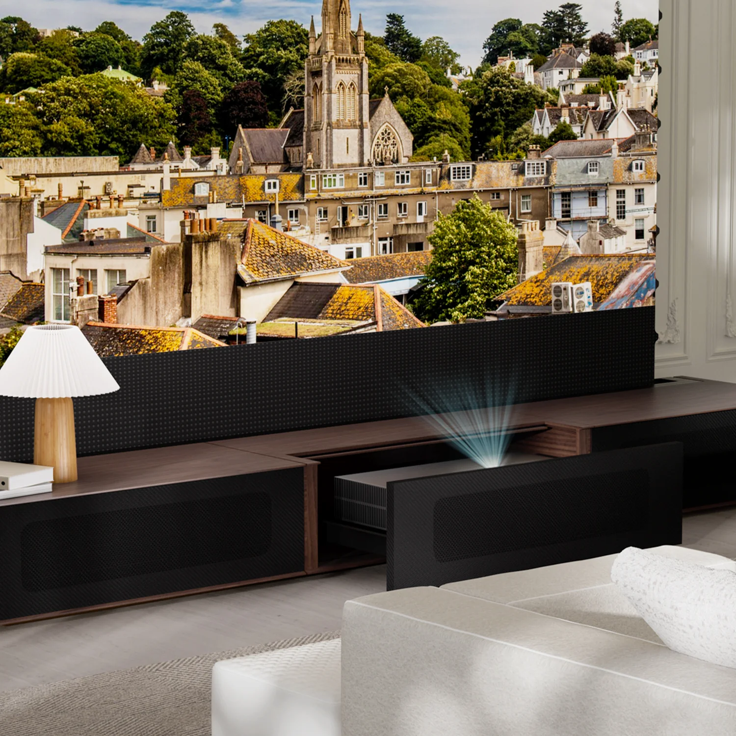 Premium Customizable Walnut Laser TV Cabinet for Ultra Short Throw Projector (Pre-Assembled) - Image 10