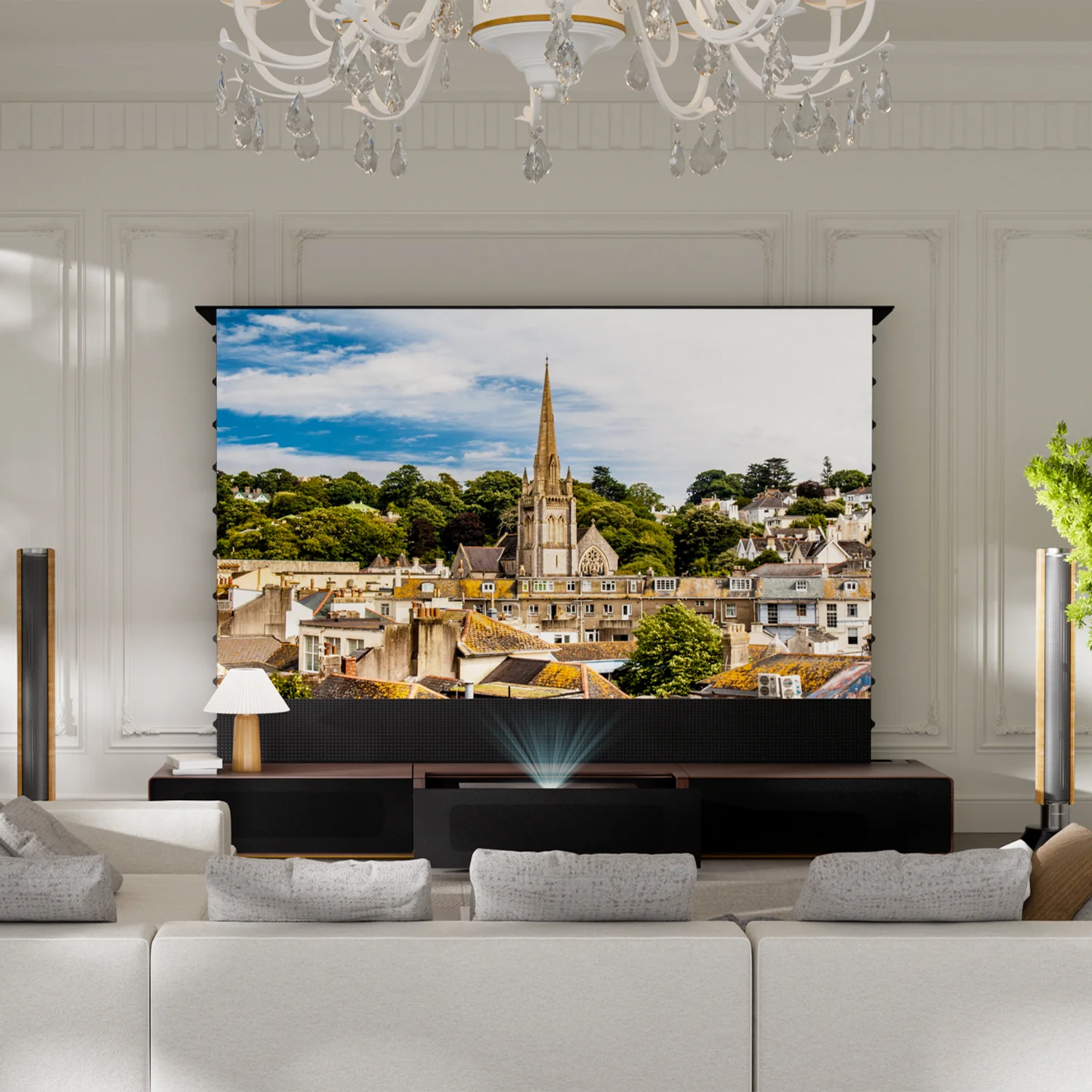 Premium Customizable Walnut Laser TV Cabinet for Ultra Short Throw Projector (Pre-Assembled) - Image 3
