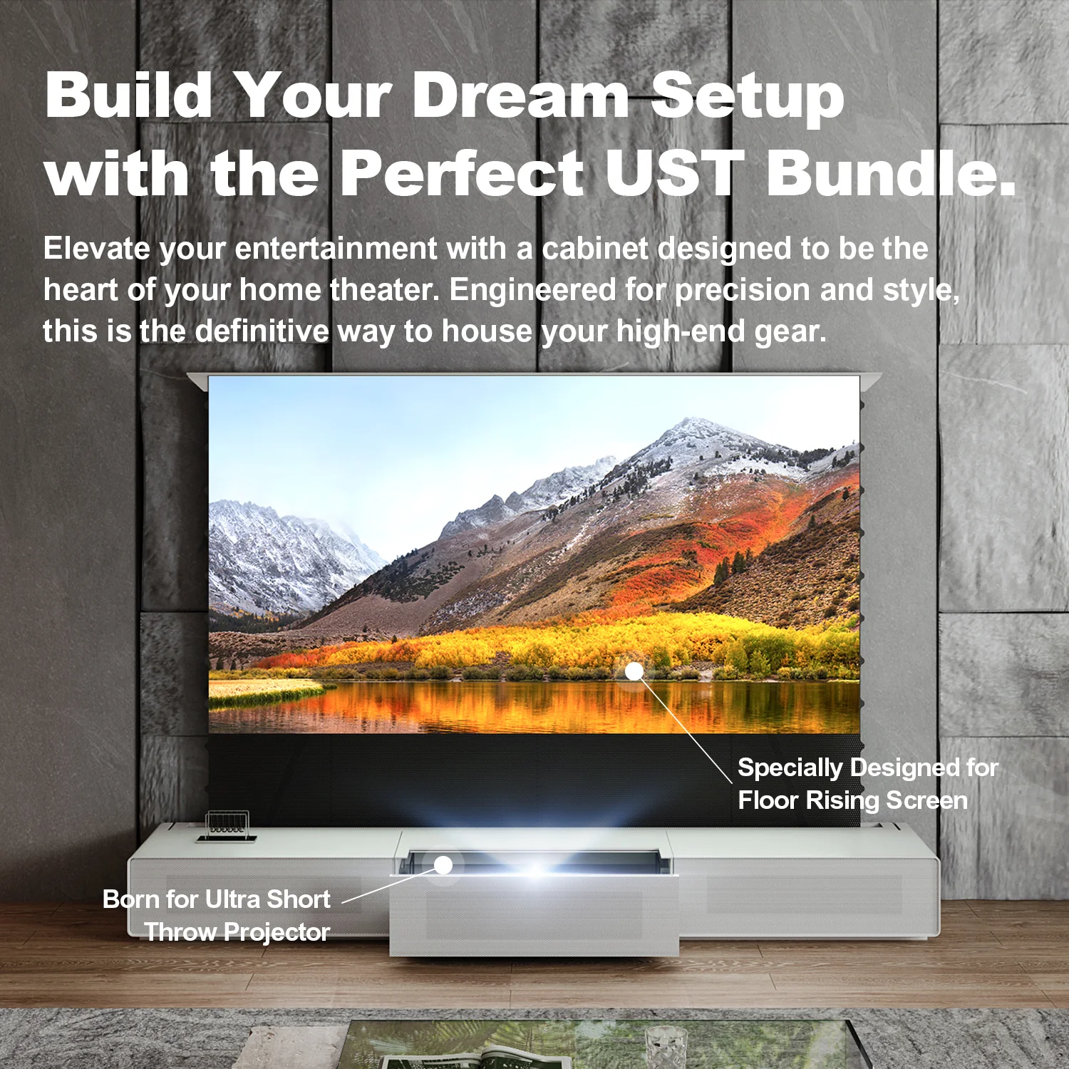 Shore Fully-Assembled Modern Matte TV Stand for UST Projector - Image 7
