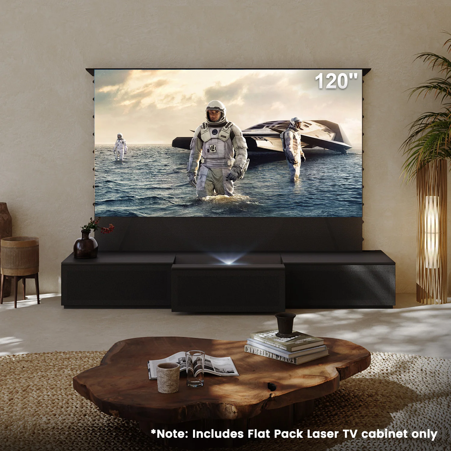 100"-120" Shore Black Motorized Laser TV Flat Pack Cabinet - Image 13