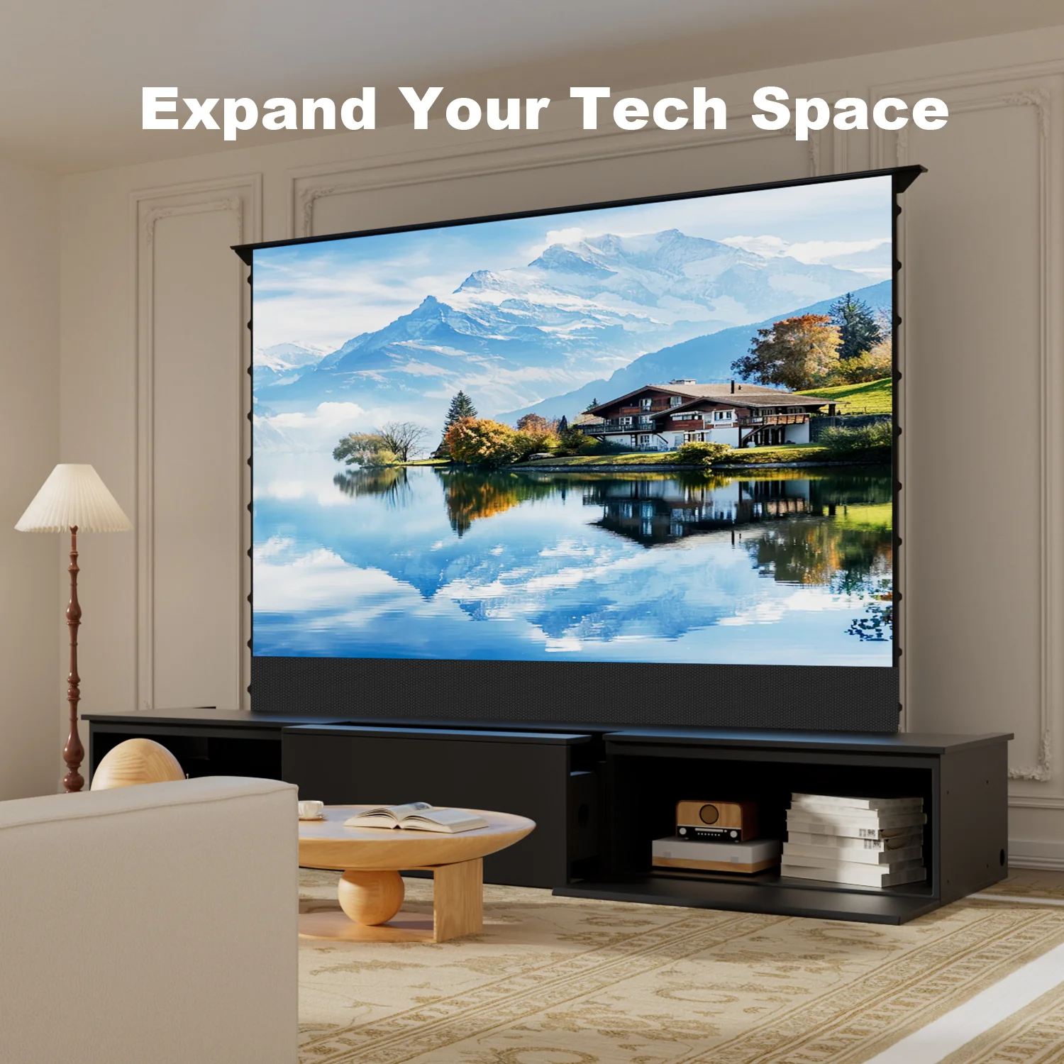 100"-120" Shore Black Motorized Laser TV Flat Pack Cabinet - Image 17