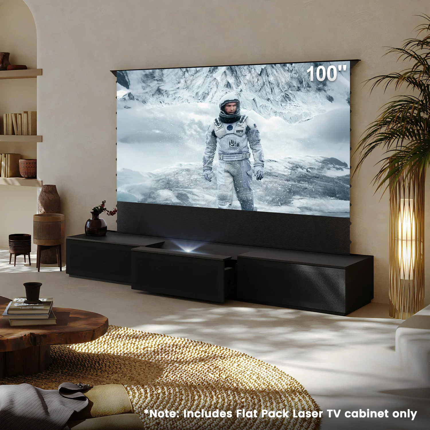 100"-120" Shore Black Motorized Laser TV Flat Pack Cabinet - Image 3
