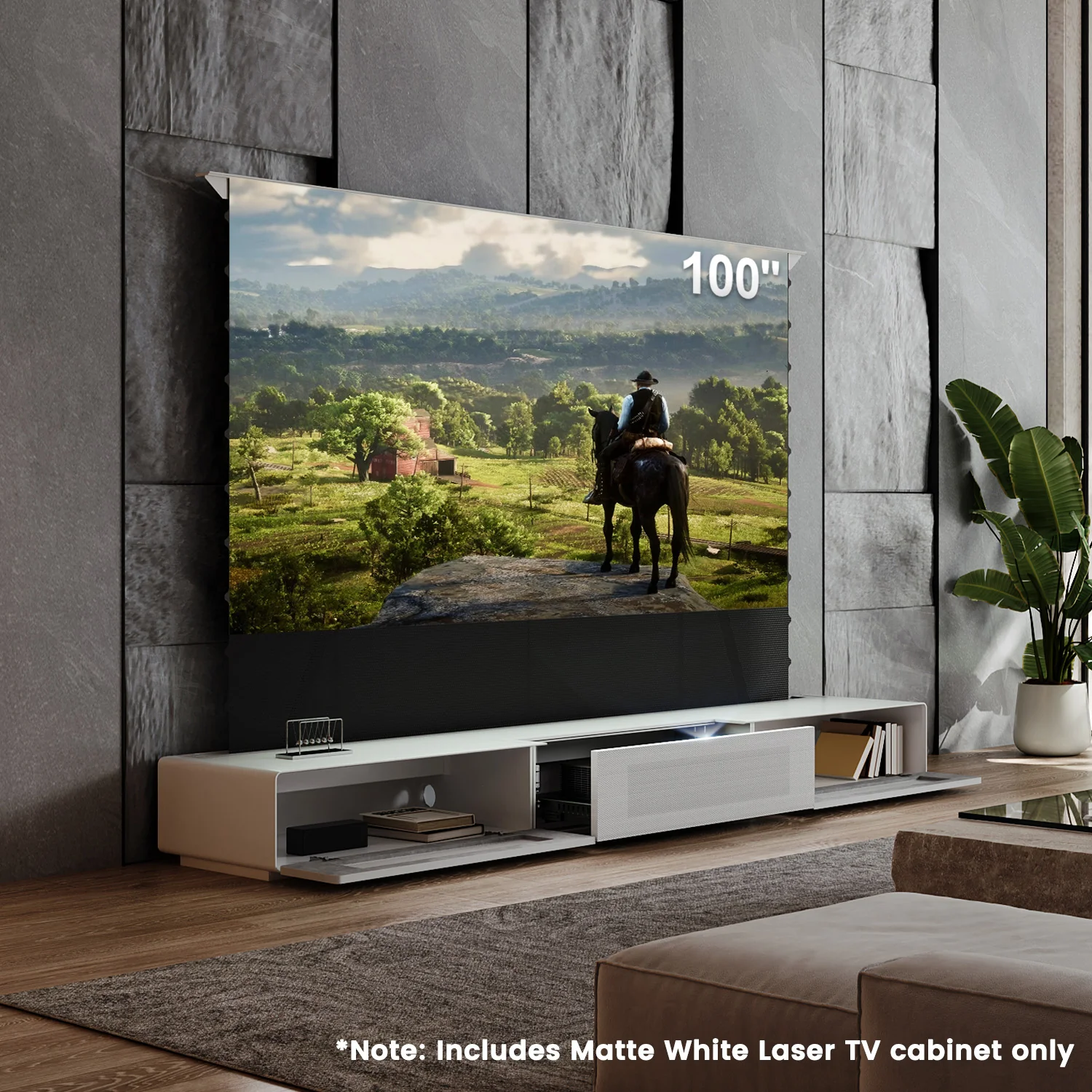Shore Fully-Assembled Modern Matte TV Stand for UST Projector - Image 12
