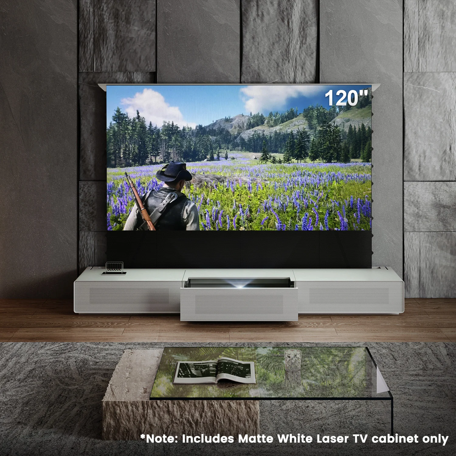 Shore Fully-Assembled Modern Matte TV Stand for UST Projector - Image 13