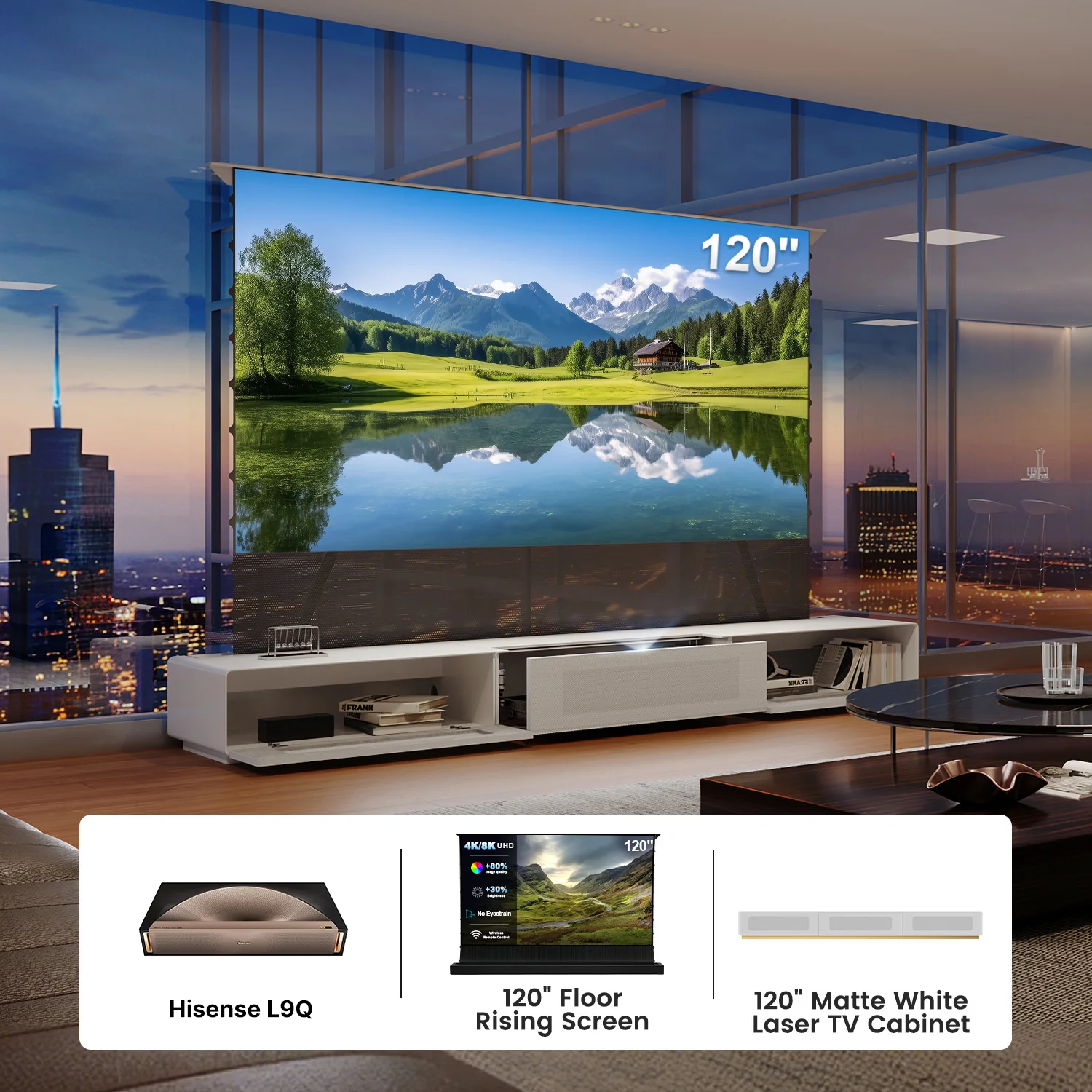 Shore UST Projector Matte Cabinet + Black Series Motorized Floor Rising Screen Bundle (Pre-Assembled) - Image 39