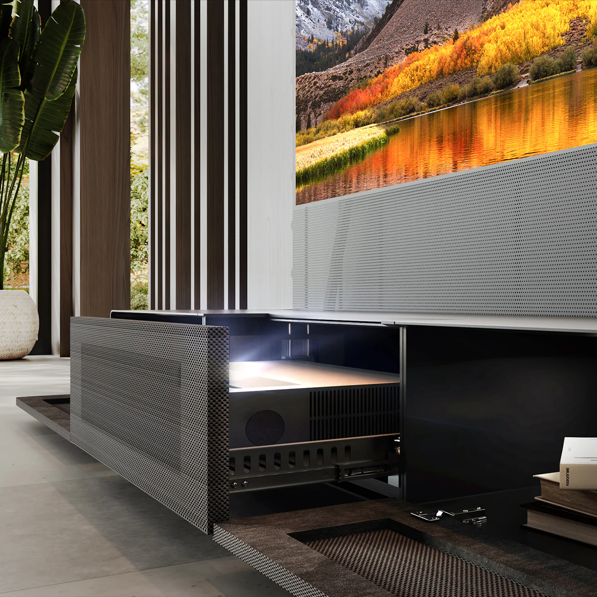Shore Fully-Assembled Modern Matte TV Stand for UST Projector - Image 6